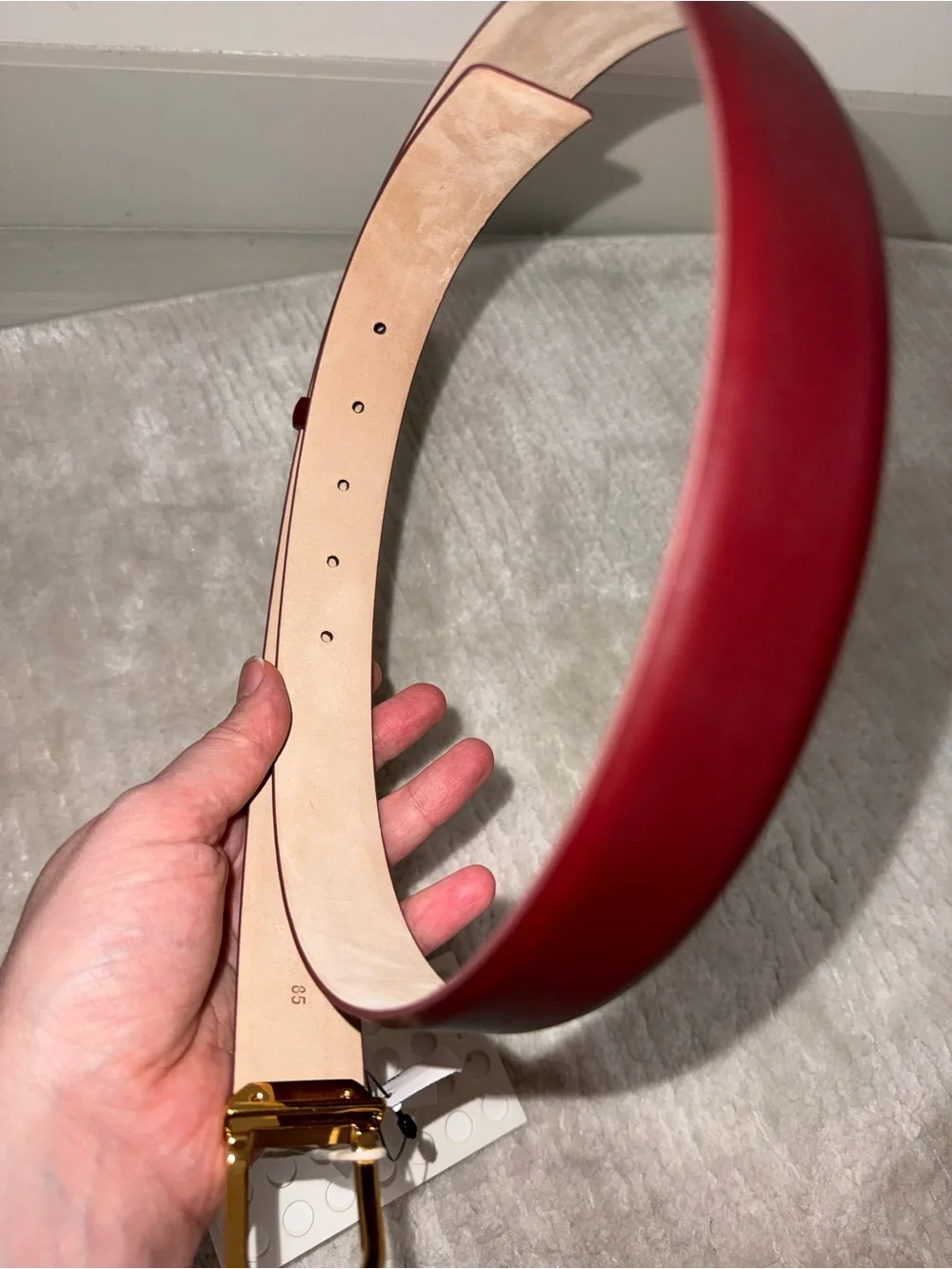 Khaite Saddle Leather Belt, 85, Burgundy